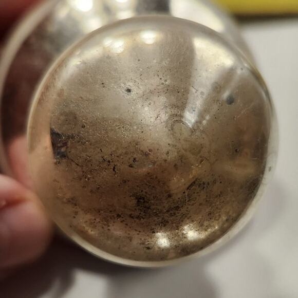 Vintage Shiny Brite Red Green and White Flocked Top Shaped Glass Ornament - Picture 5 of 5